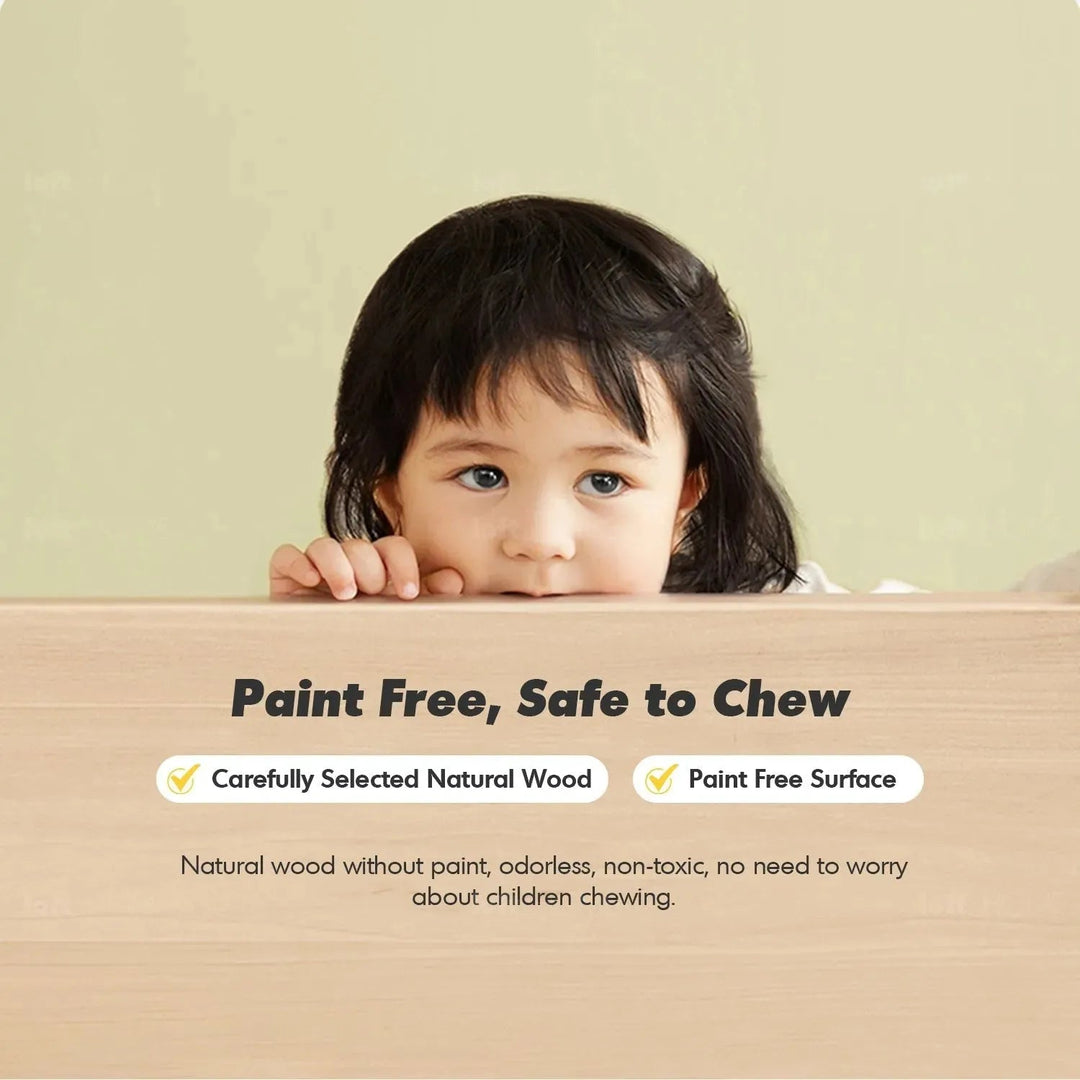 Scandinavian wood kids display cabinet archi color swatches.