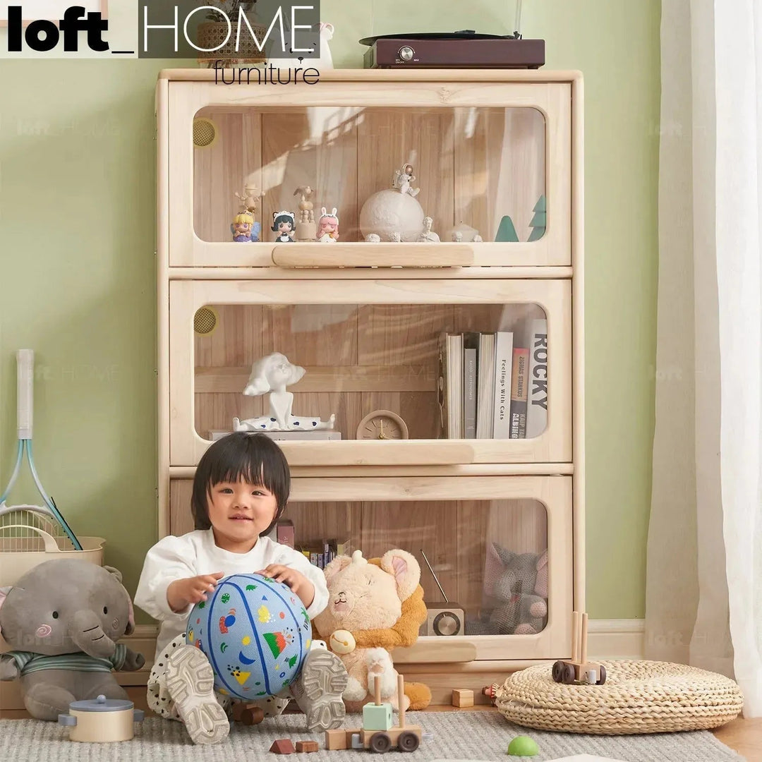 Scandinavian wood kids display cabinet joy primary product view.
