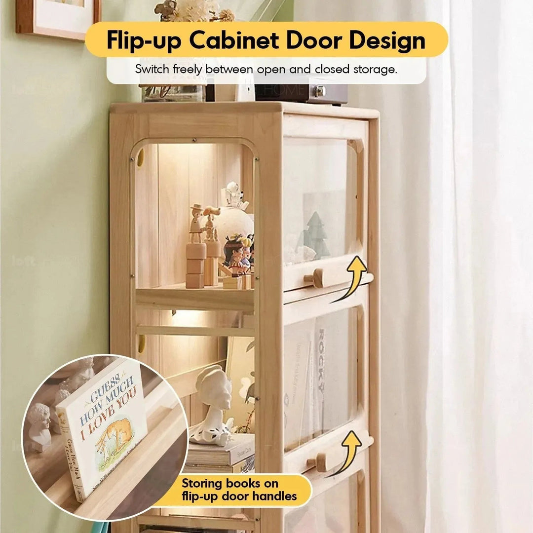 Scandinavian wood kids display cabinet joy with context.