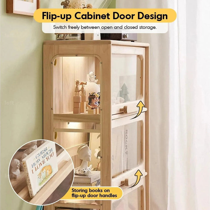 Scandinavian wood kids display cabinet joy with context.