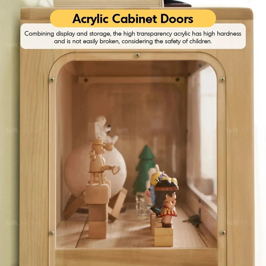 Scandinavian wood kids display cabinet joy in real life style.