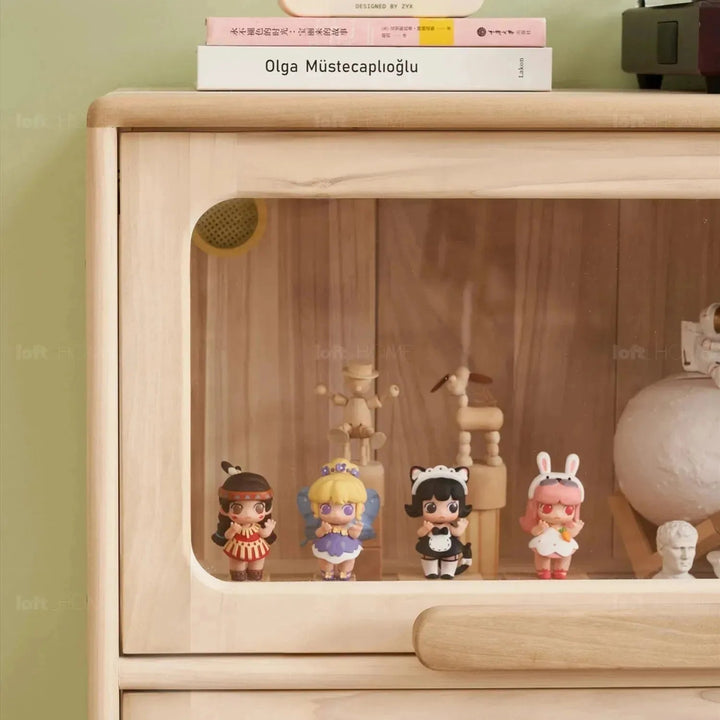 Scandinavian wood kids display cabinet joy layered structure.