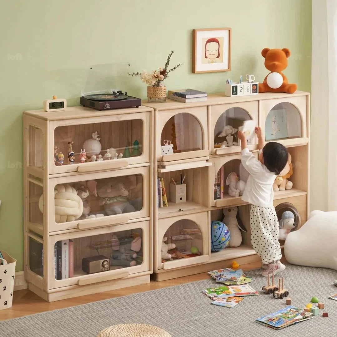 Scandinavian wood kids display cabinet joy detail 3.