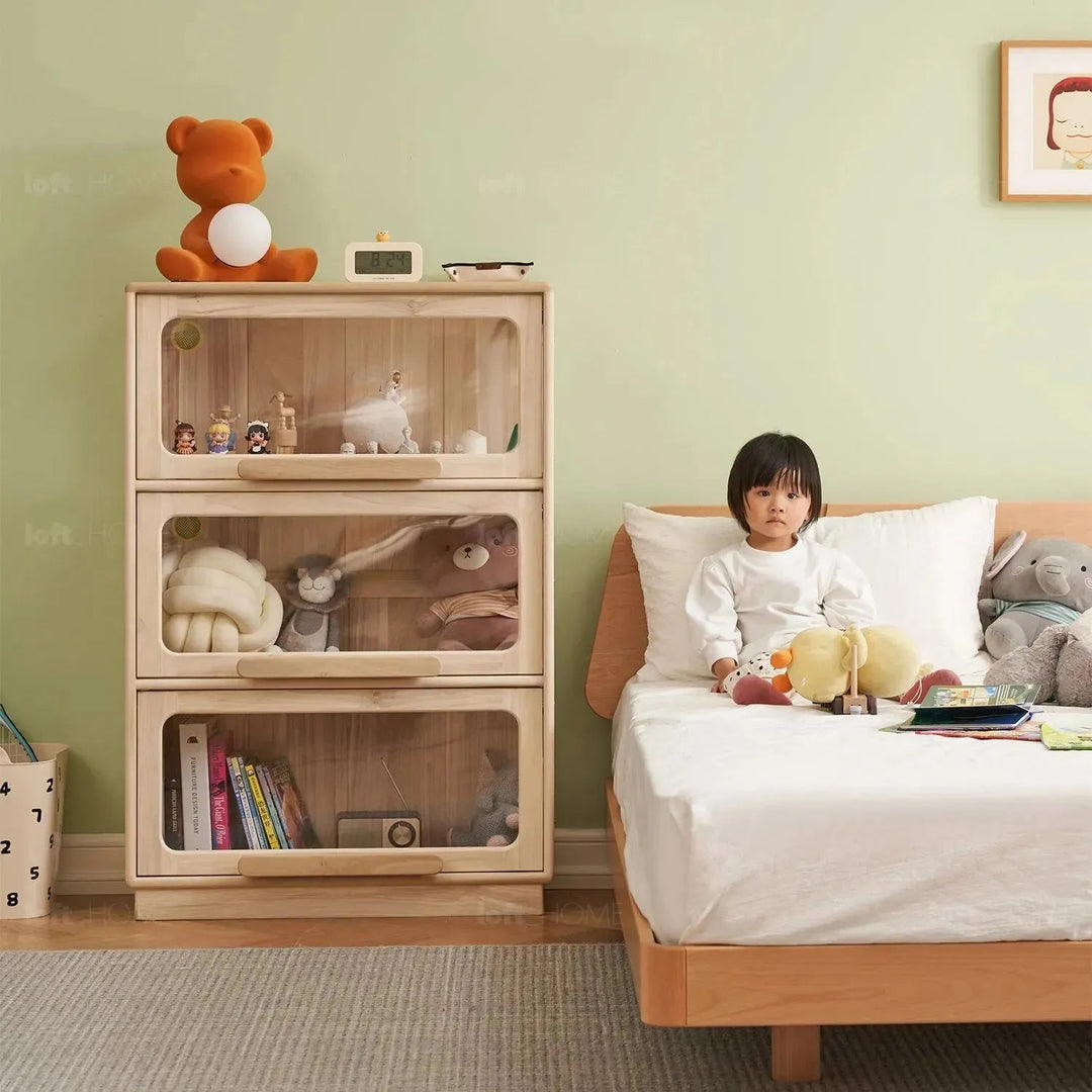 Scandinavian wood kids display cabinet joy situational feels.