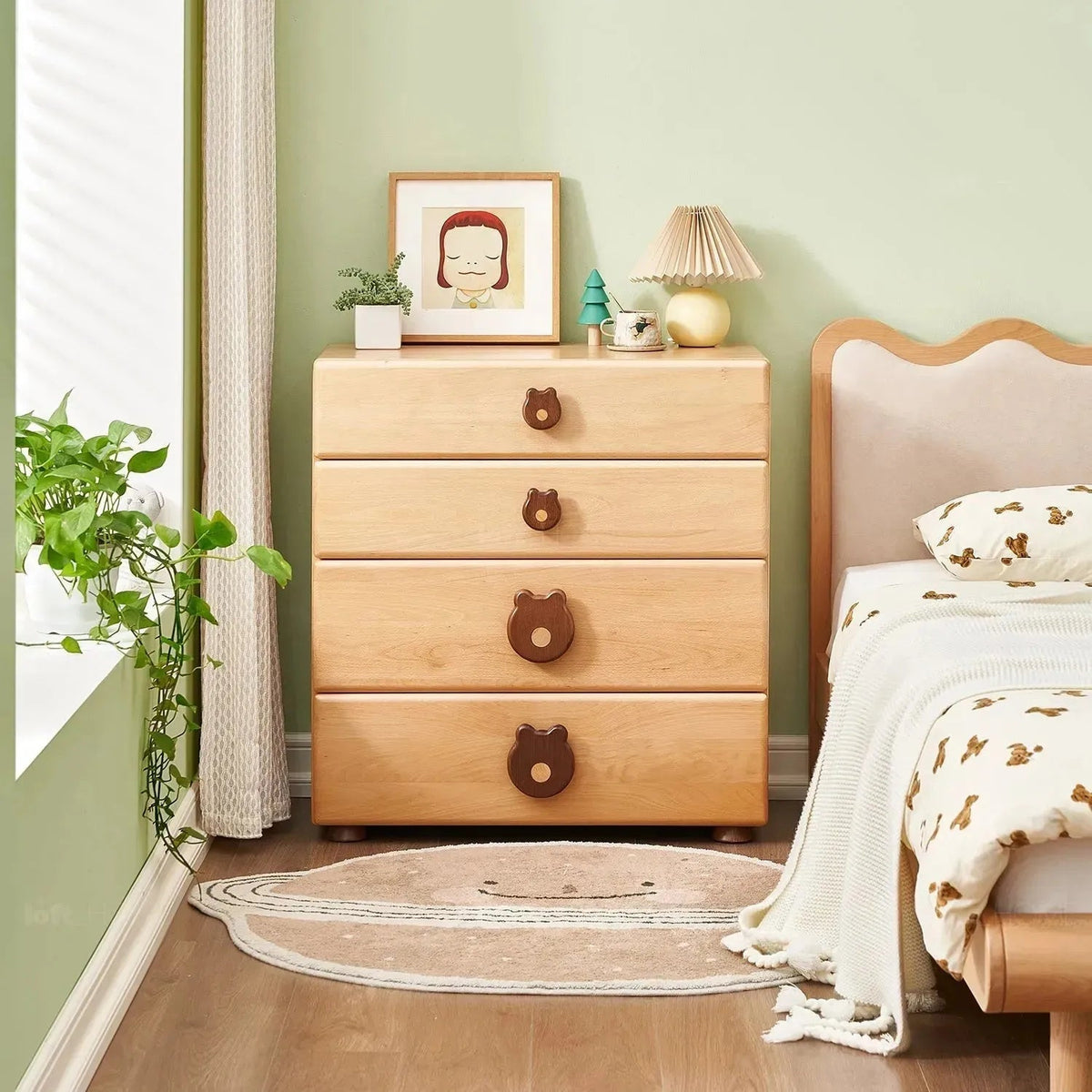 Scandinavian Wood Kids Drawer Cabinet TEDDY Material Details Chart