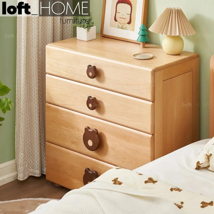 Scandinavian Wood Kids Drawer Cabinet TEDDY