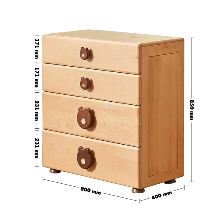 Scandinavian Wood Kids Drawer Cabinet TEDDY