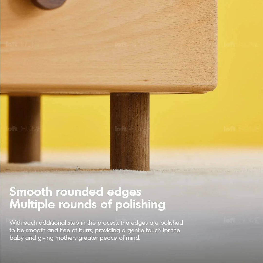 Scandinavian wood kids side table bear detail 1.