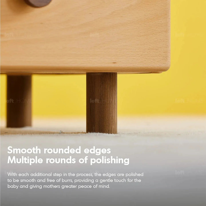 Scandinavian wood kids side table bear detail 1.