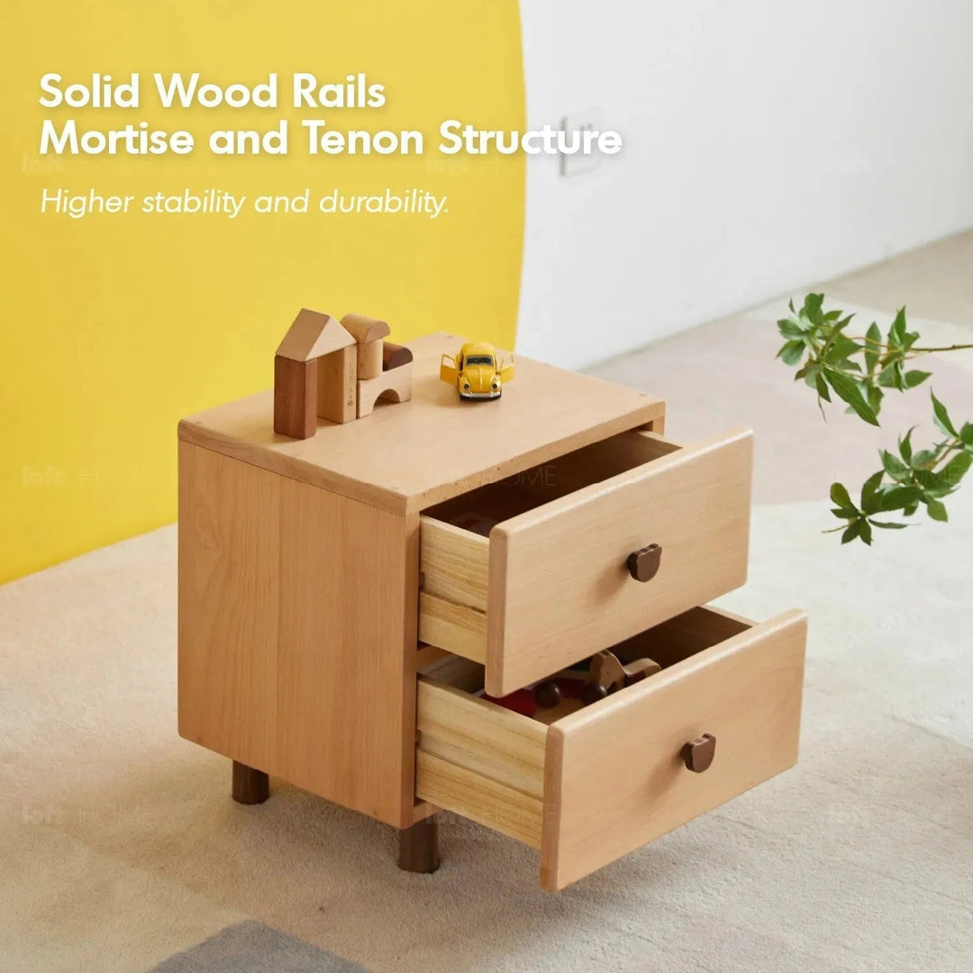 Scandinavian wood kids side table bear layered structure.