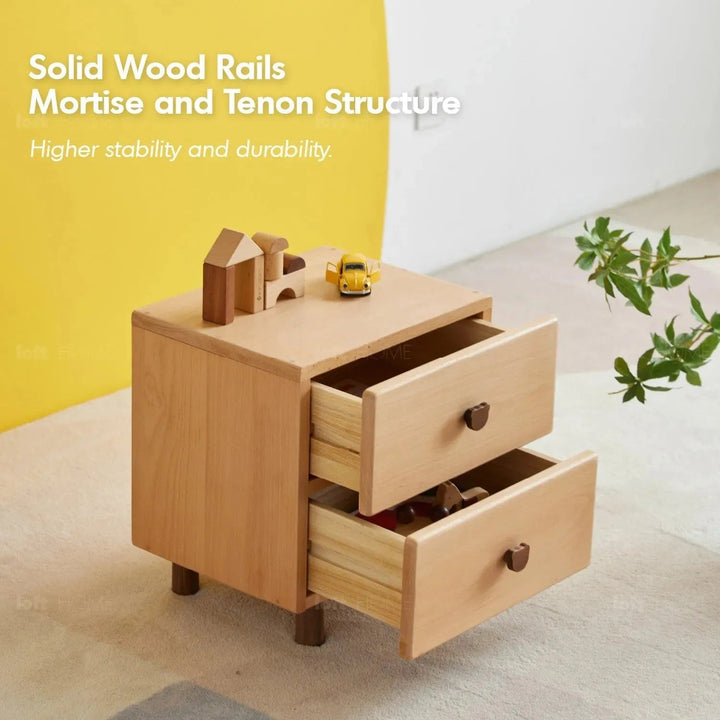 Scandinavian wood kids side table bear layered structure.