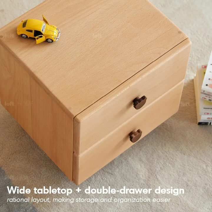 Scandinavian wood kids side table bear situational feels.