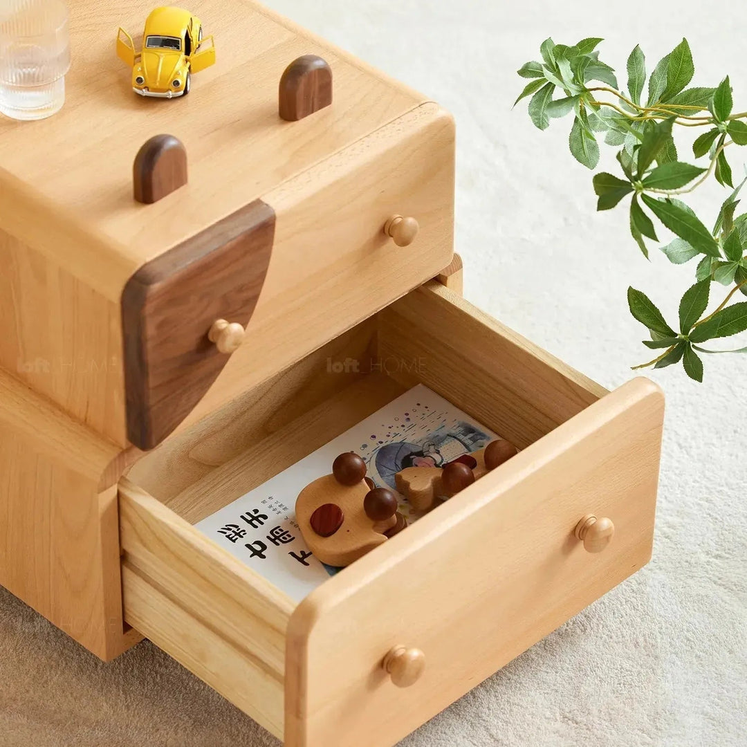Scandinavian wood kids side table momo color swatches.