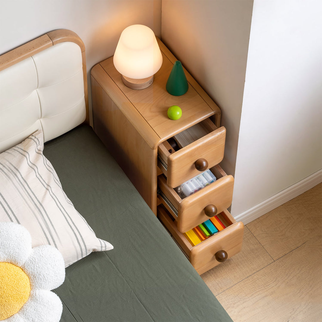 Scandinavian wood kids side table yunae primary product view.