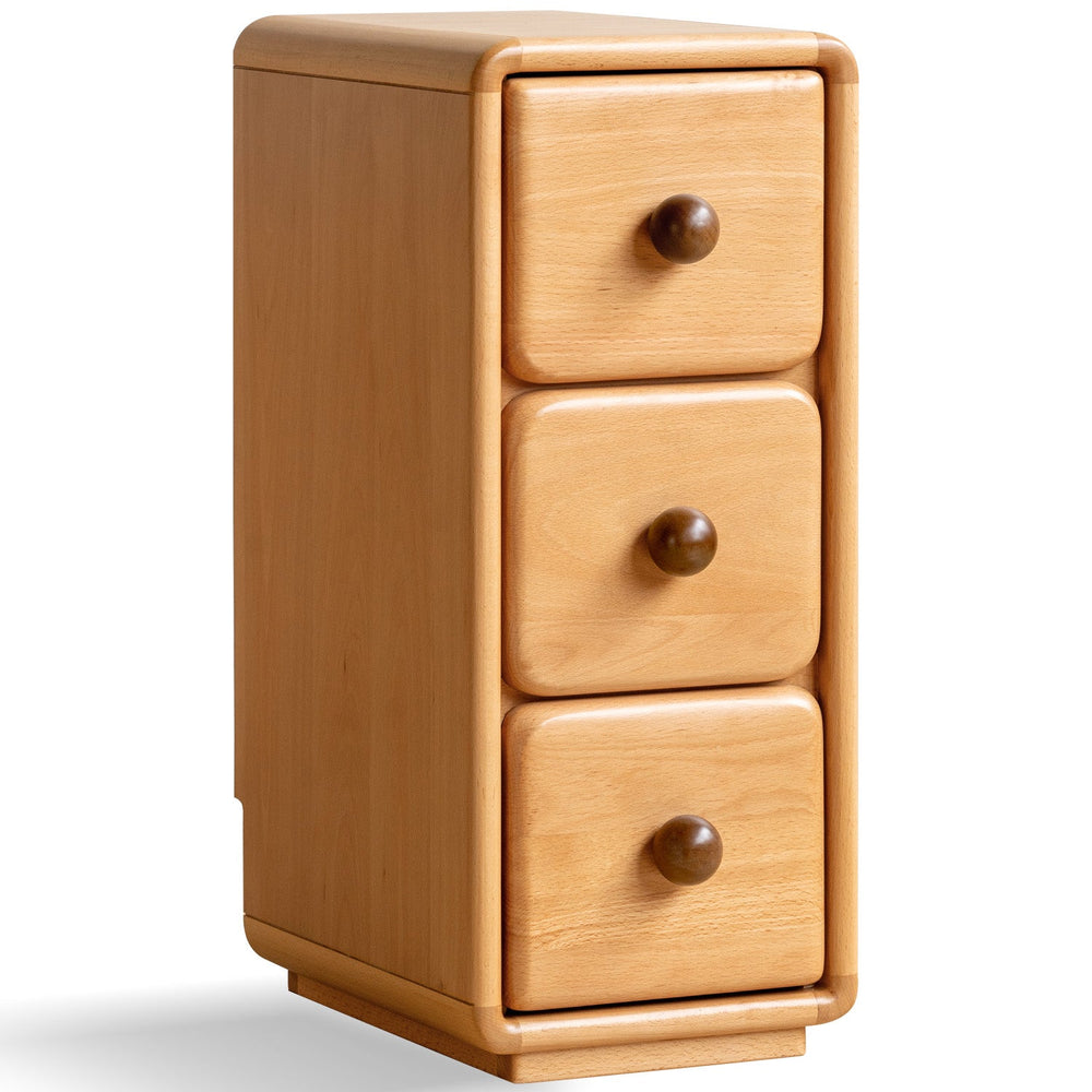 Scandinavian wood kids side table yunae in white background.