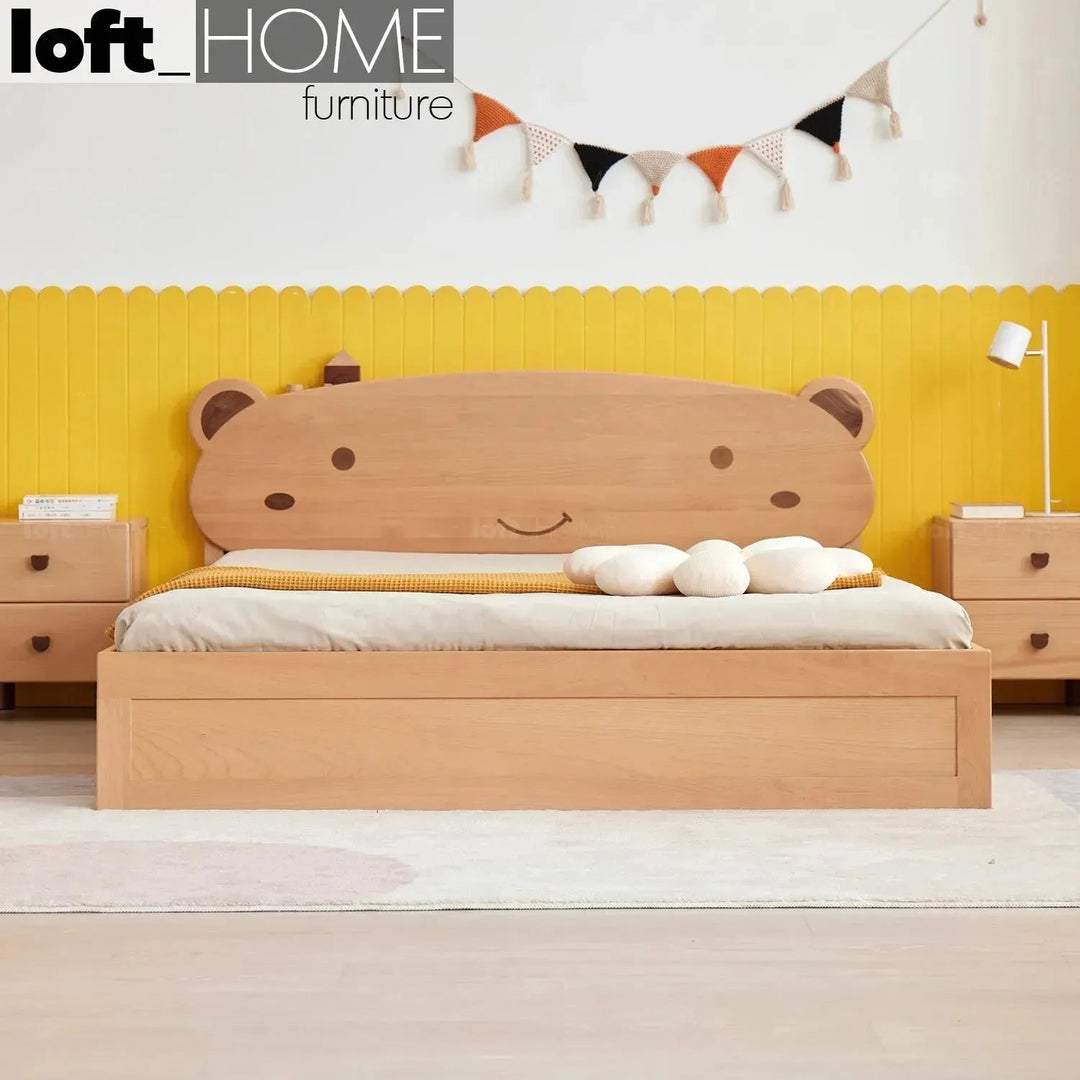 Scandinavian Wood Kids Storage Bed BEAR