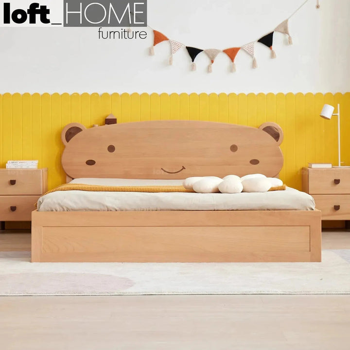 Scandinavian Wood Kids Storage Bed BEAR