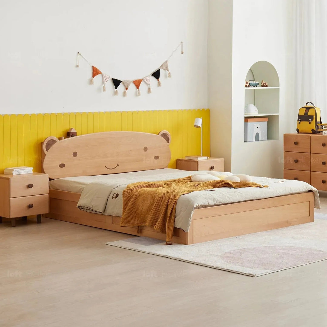 Scandinavian Wood Kids Storage Bed BEAR