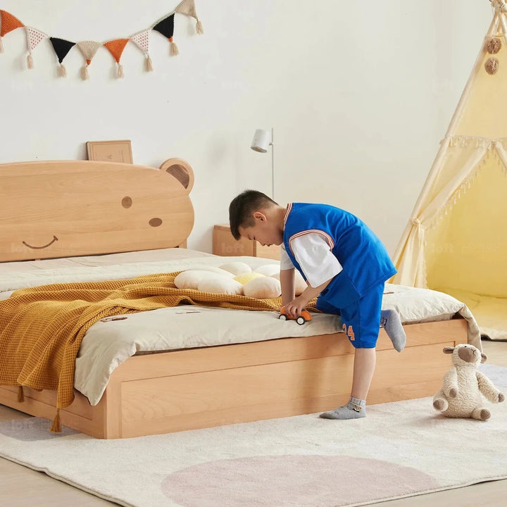 Scandinavian Wood Kids Storage Bed BEAR
