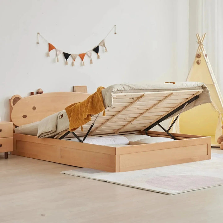Scandinavian Wood Kids Storage Bed BEAR