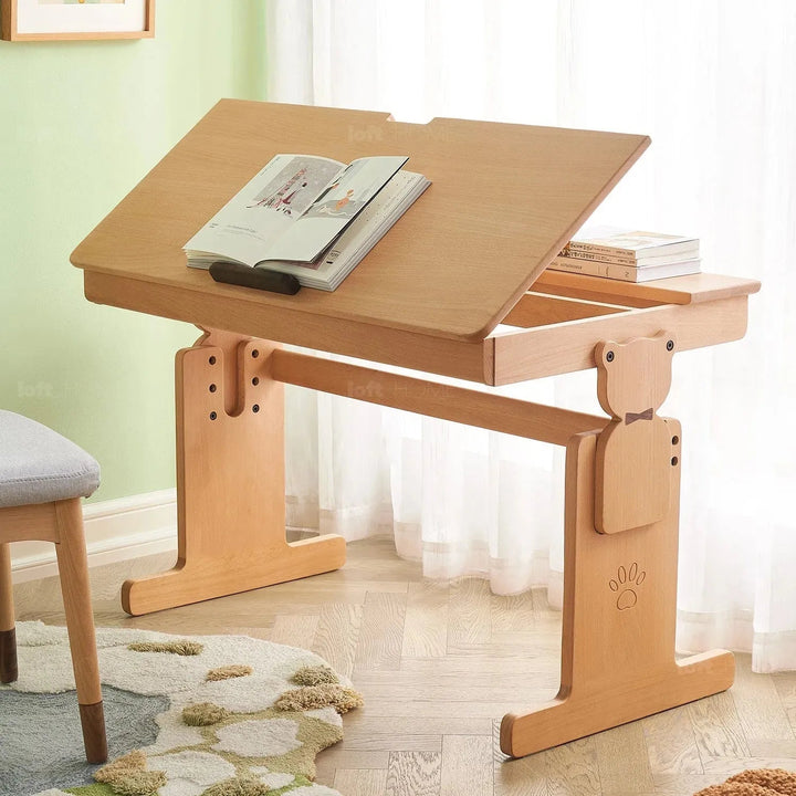 Scandinavian wood kids study table elevate color swatches.