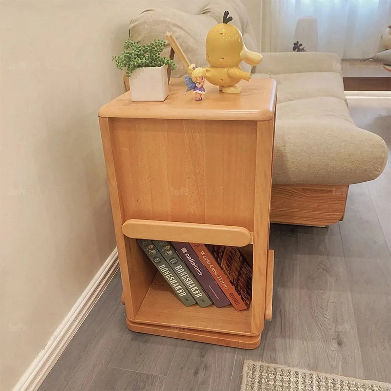 Scandinavian wood kids swirling bookshelf snug detail 1.