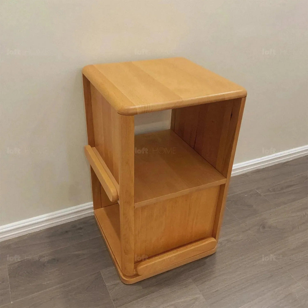 Scandinavian wood kids swirling bookshelf snug detail 4.