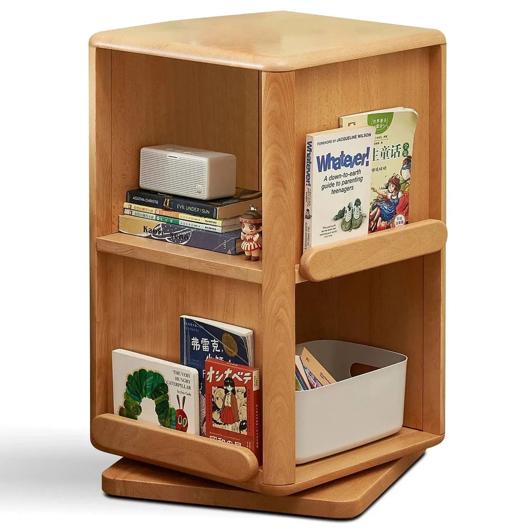 Scandinavian wood kids swirling bookshelf snug detail 7.