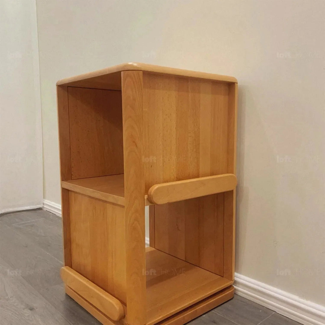 Scandinavian wood kids swirling bookshelf snug detail 5.