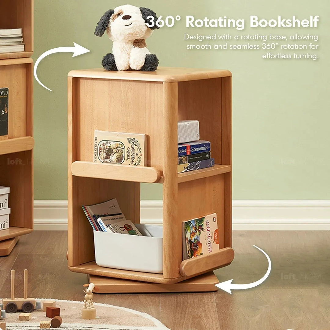 Scandinavian wood kids swirling bookshelf snug material variants.
