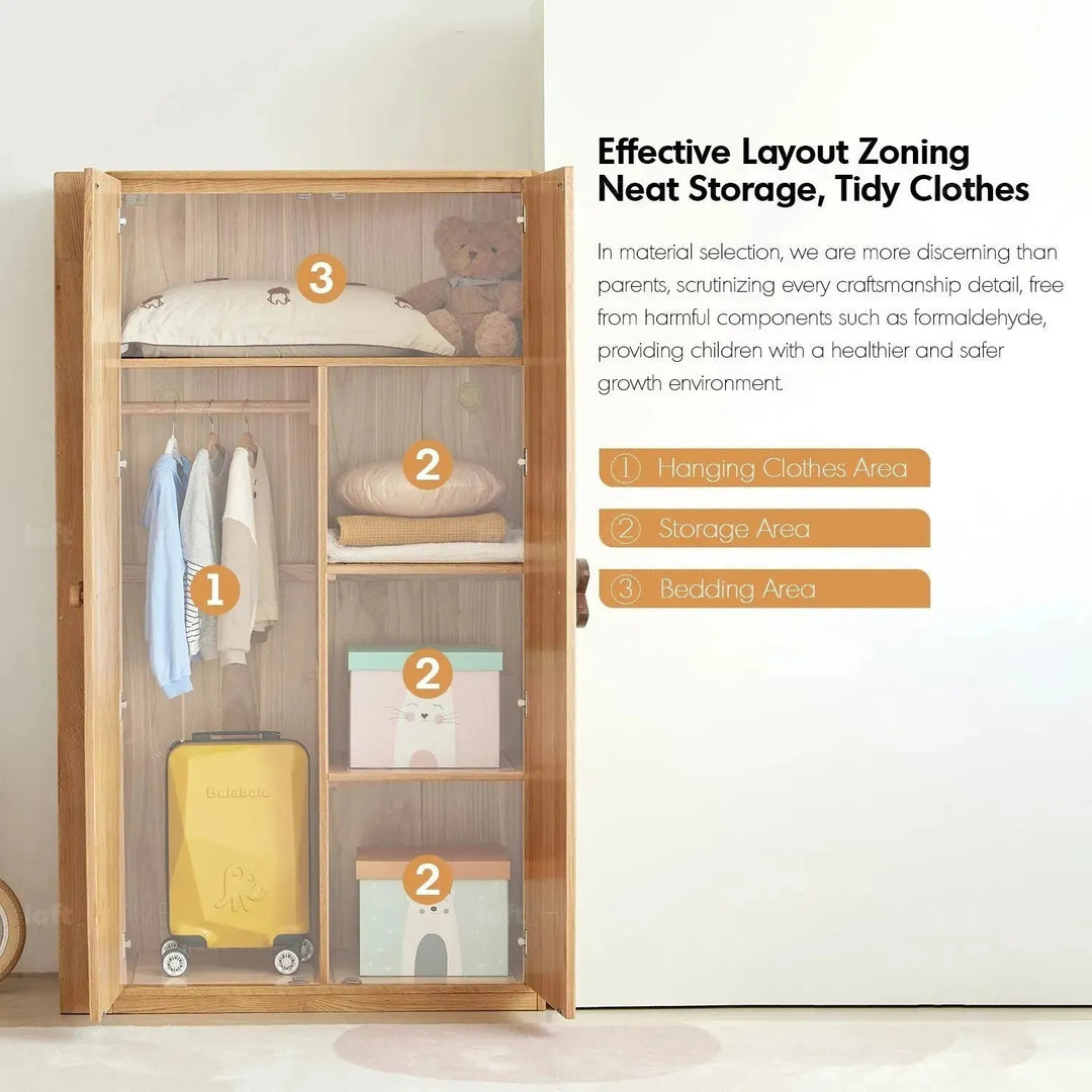Scandinavian wood kids wardrobe pacman conceptual design.