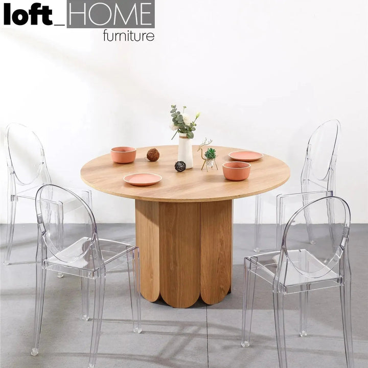 Scandinavian Wood Round Dining Table ELENOR