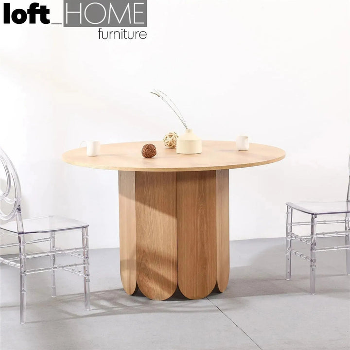 Scandinavian Wood Round Dining Table ELENOR