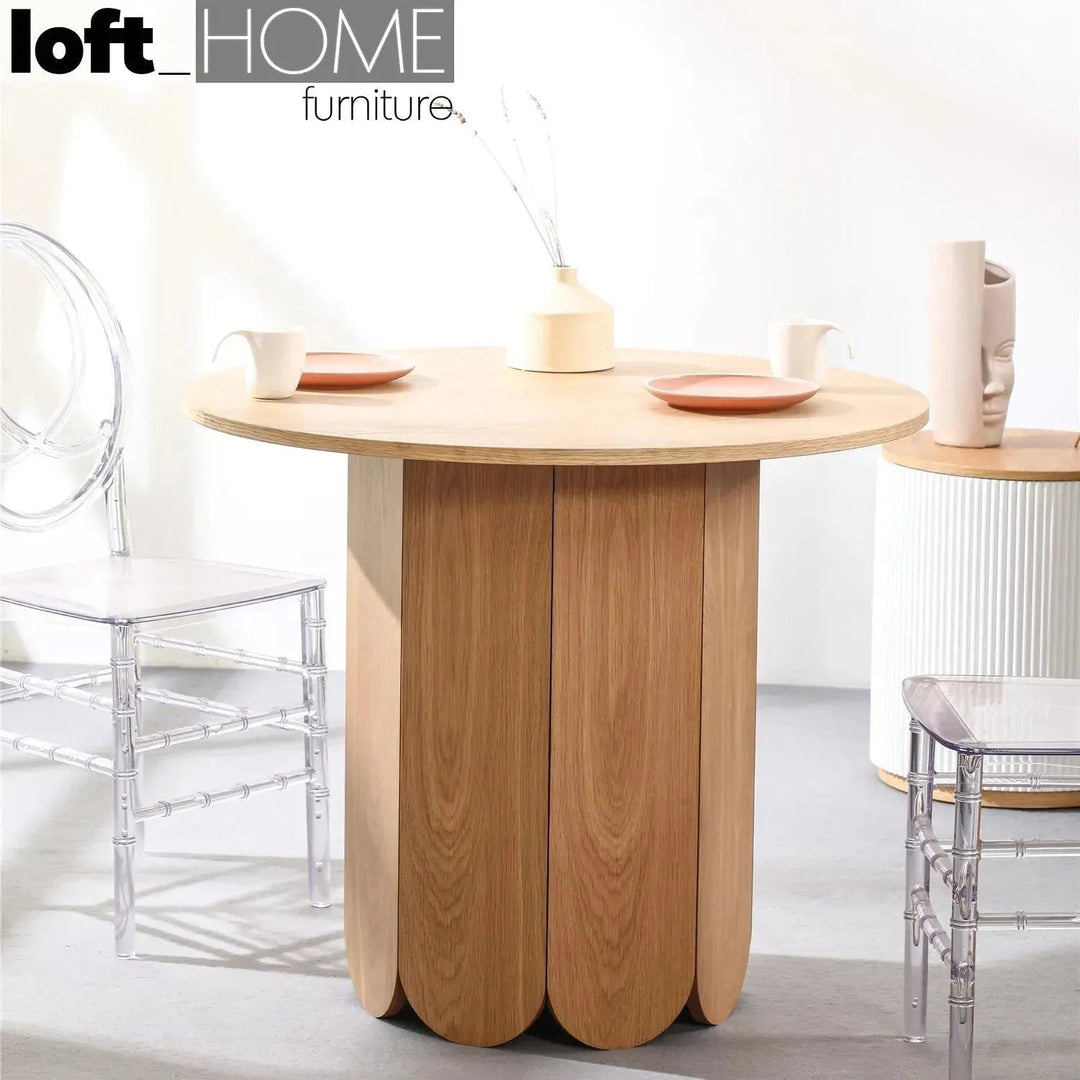 Scandinavian Wood Round Dining Table ELENOR