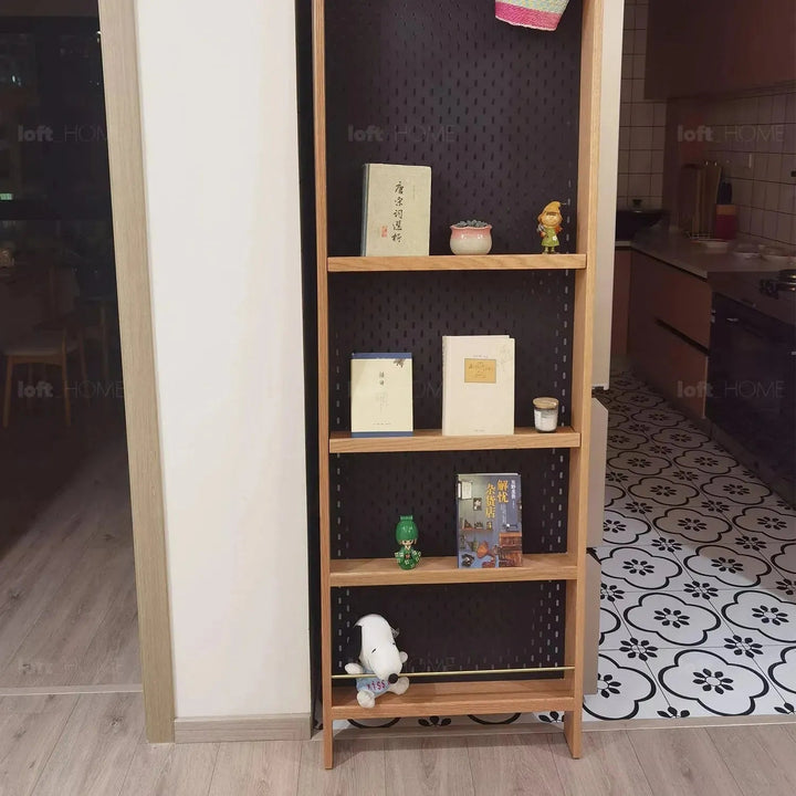 Scandinavian wood display shelf chic slim detail 11.