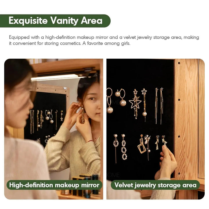 Scandinavian wood display shelf chic slim in details.