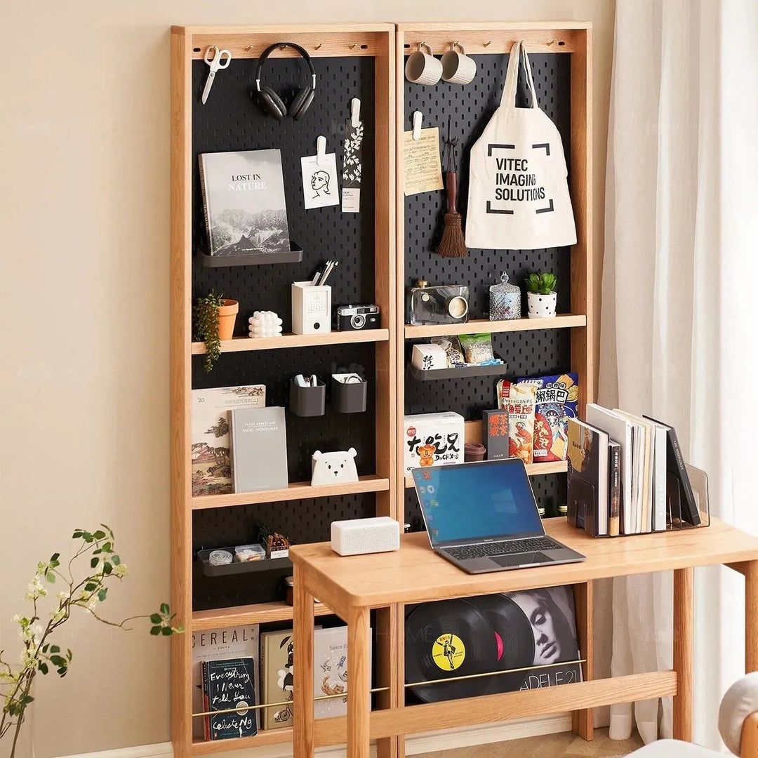 Scandinavian wood display shelf chic slim detail 6.