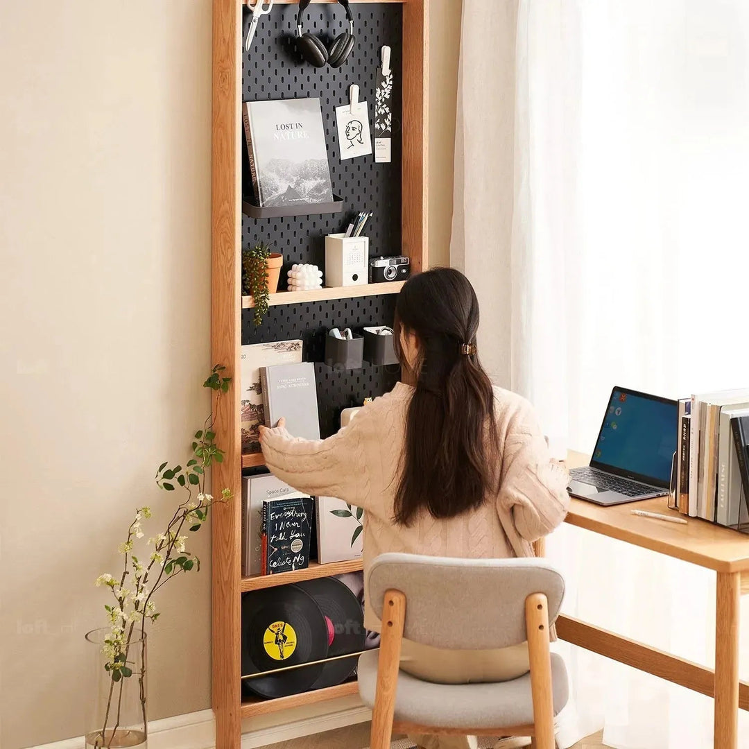 Scandinavian wood display shelf chic slim detail 7.