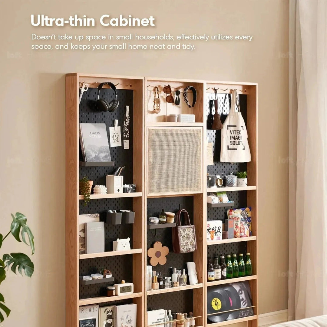 Scandinavian wood display shelf chic slim color swatches.