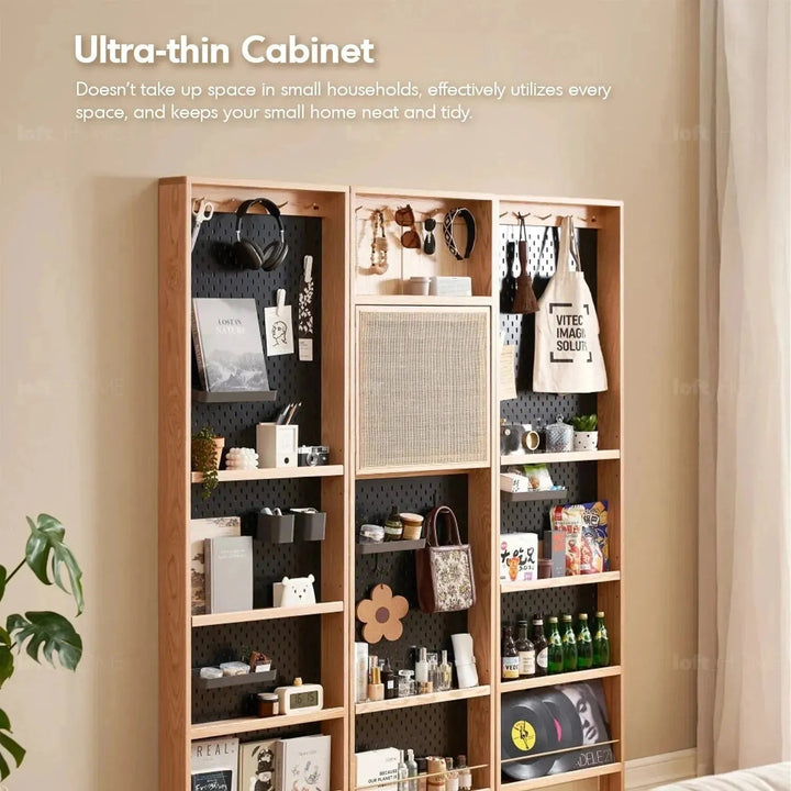 Scandinavian wood display shelf chic slim color swatches.