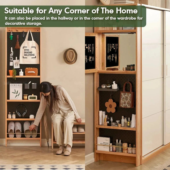 Scandinavian wood display shelf chic slim with context.