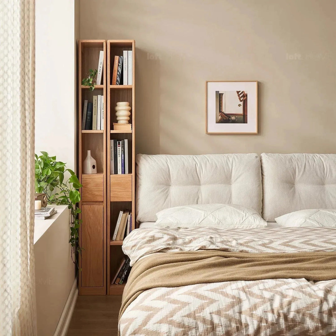Scandinavian wood bookshelf corner fortune situational feels.