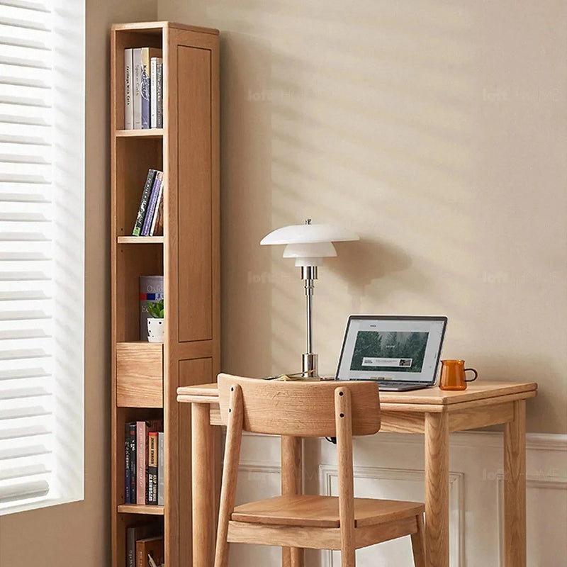 Scandinavian wood bookshelf corner fortune detail 3.