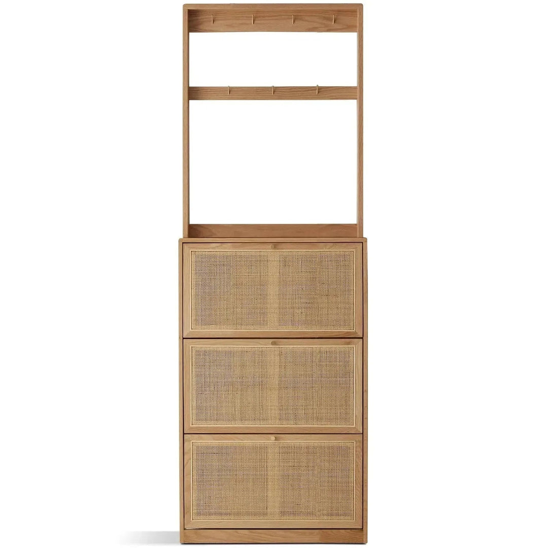 Scandinavian wood shoe cabinet rustic vine detail 7.