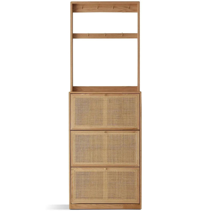 Scandinavian wood shoe cabinet rustic vine detail 7.