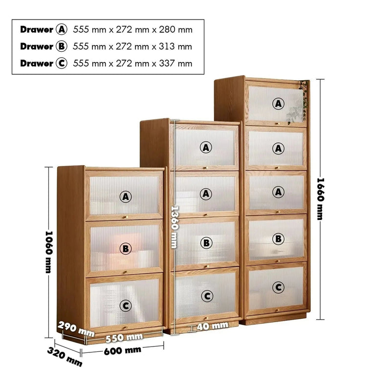 Scandinavian wood side cabinet urban size charts.