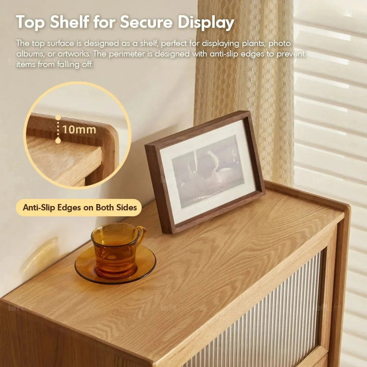 Scandinavian wood side cabinet urban in still life.