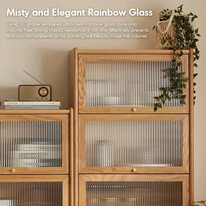 Scandinavian wood side cabinet urban environmental situation.