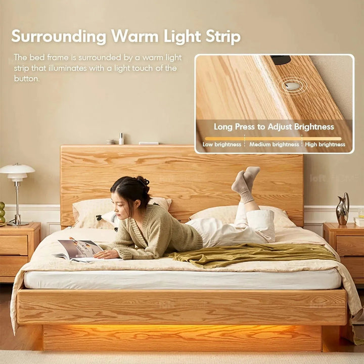 Scandinavian Wood Storage Bed Frame OAKMIST