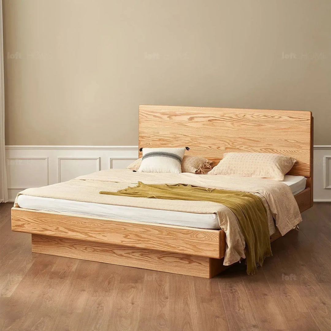 Scandinavian Wood Storage Bed Frame OAKMIST